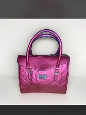 Guess Metallic Fuchsia Quilted Satchel